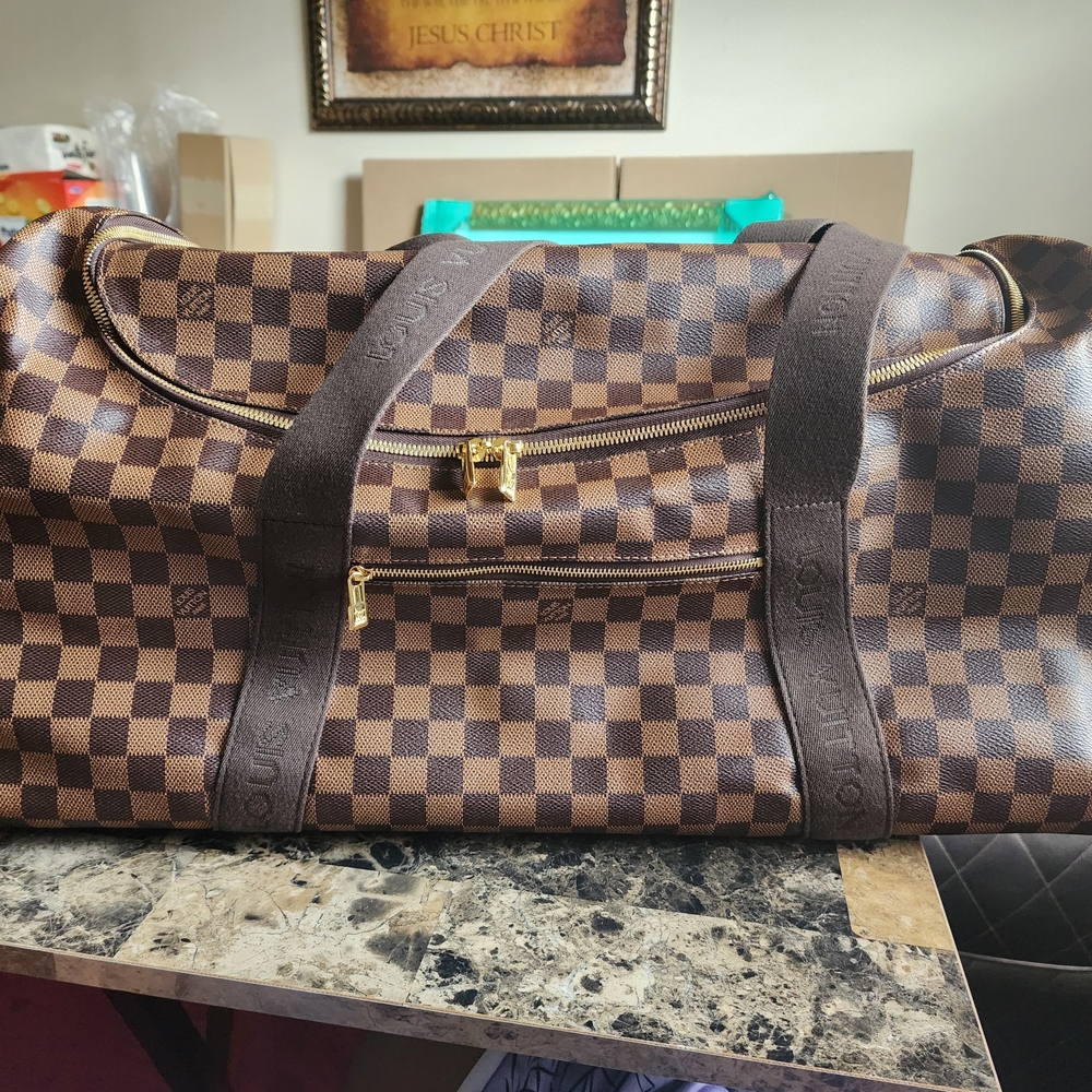 Louis Vuitton Brown Checkered Duffel Bag